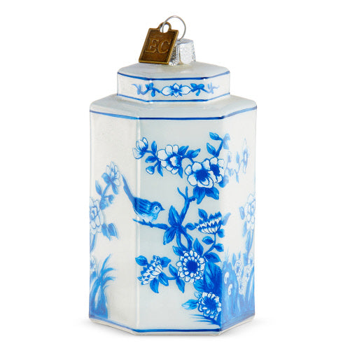 Eric Cortina Blue and White Ginger Jar Glass Ornament | Putti Christmas Decorations