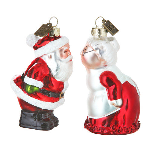 Eric Cortina Mr. & Mrs. Claus Glass Ornaments - Set of 2 | Putti Christmas Decorations