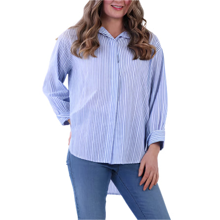 High Low Striped Cotton Shirt
