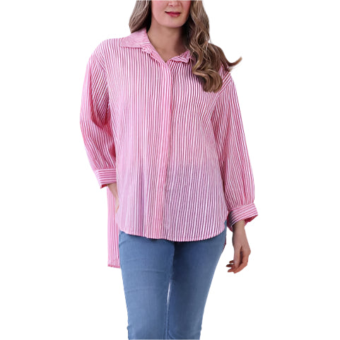 High Low Striped Cotton Shirt