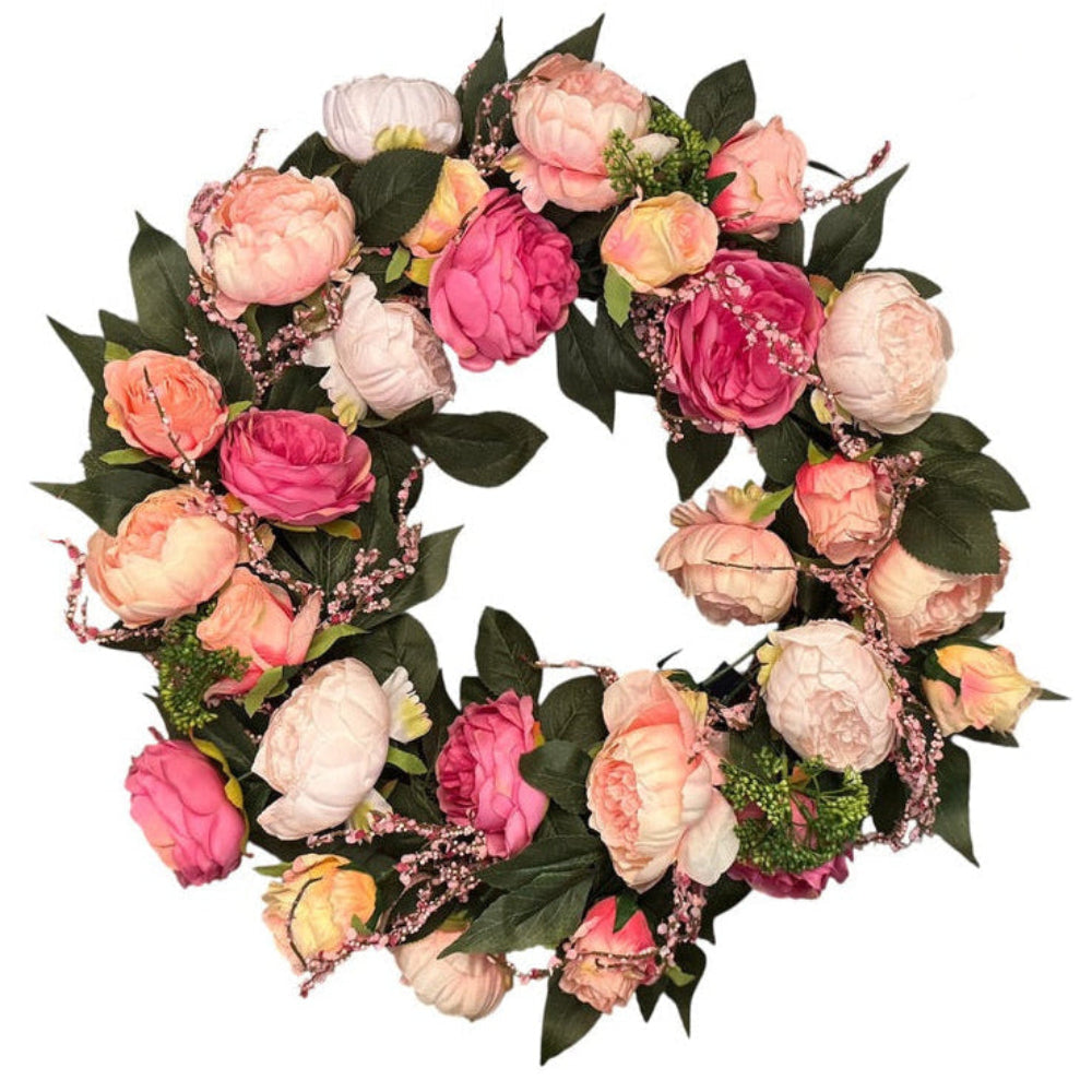 Peony and Roses Floral Wreath