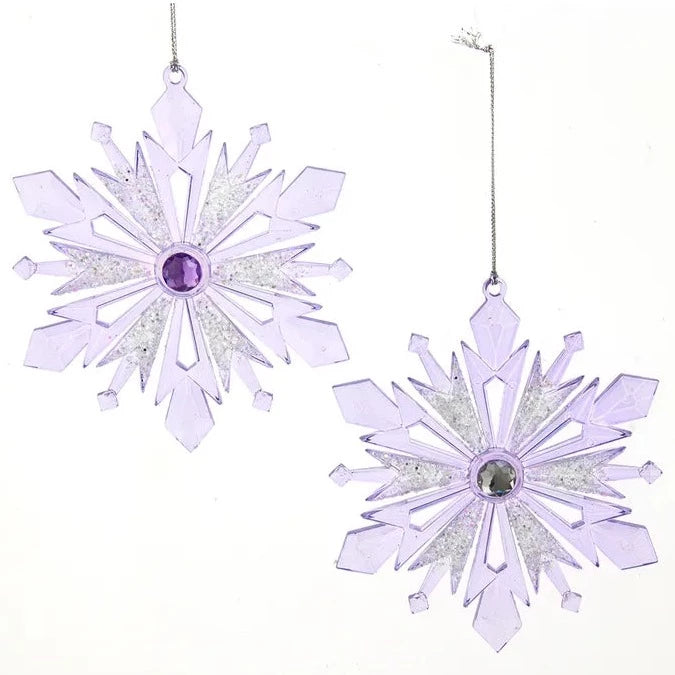 Lavender, Blue and Clear Acrylic Snowflake Ornaments