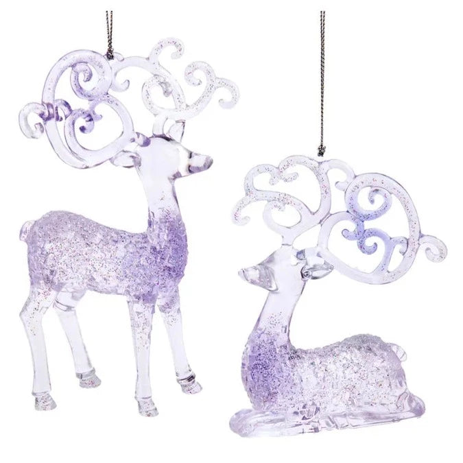 Lavender, Blue and Clear Deer Ornaments