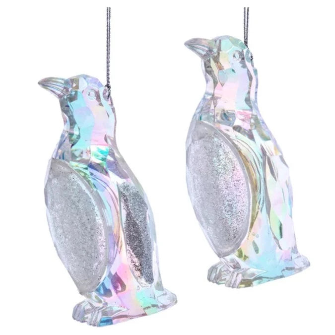 Clear Iridescent Penguin Ornaments