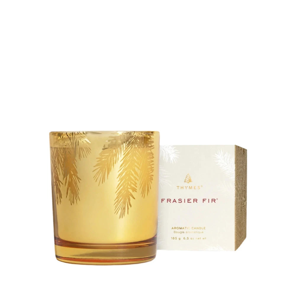 Thymes Frasier Fir Gold Poured Candle 6.5oz | Putti Fine Furnishings Canada