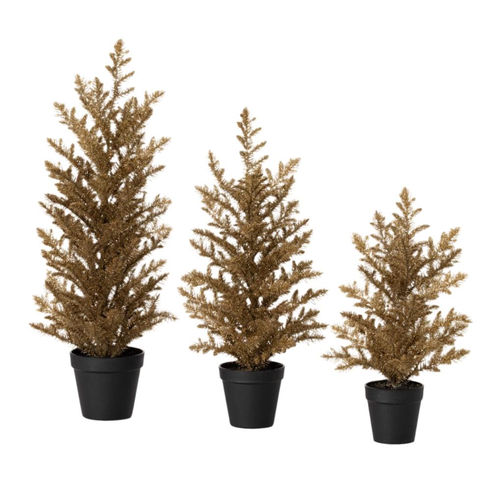 Potted Gold Pine tree | Putti Christmas Decorations 