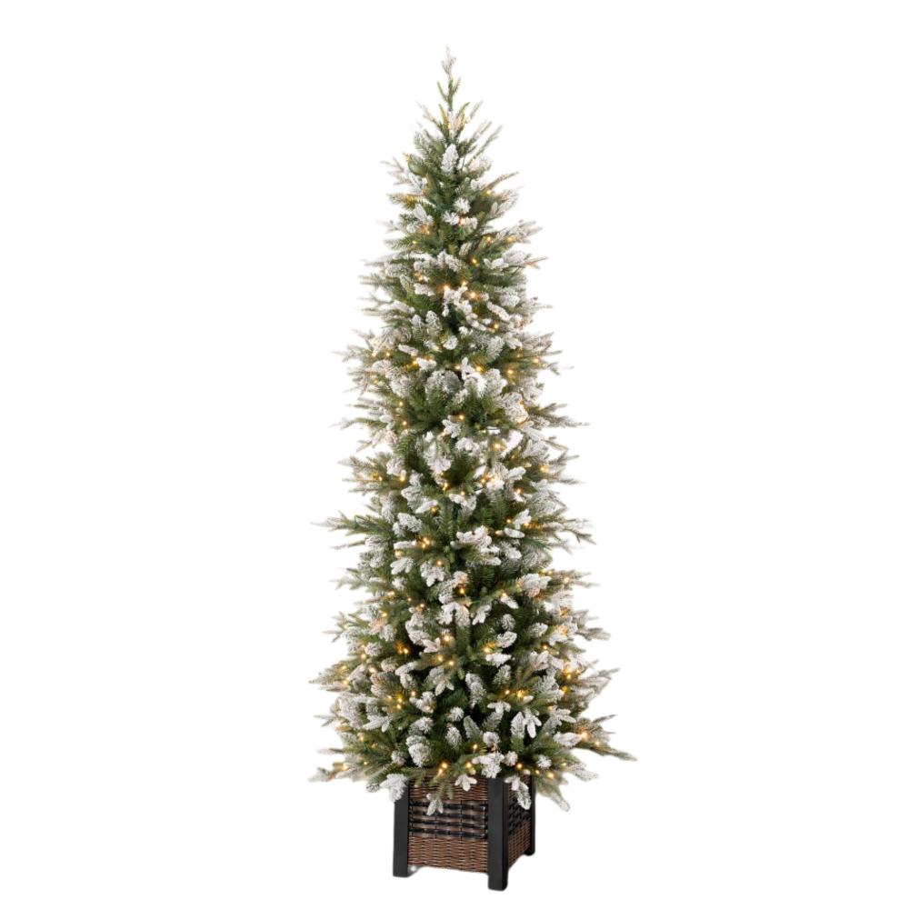 Potted Lit Snowy LED Christmas Tree