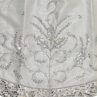 Silver Hand Embroidery Tree Skirt | Putti Christmas Decorations