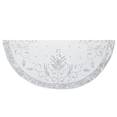 Silver Hand Embroidery Tree Skirt | Putti Christmas Decorations