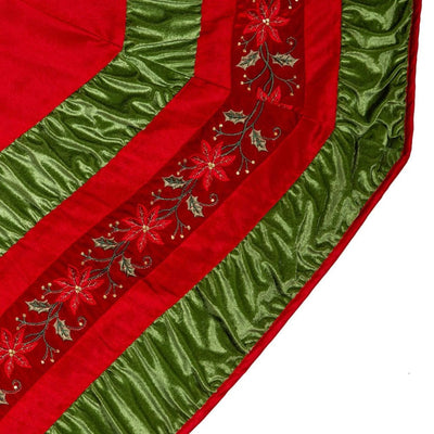 Kurt Adler Red & Green Gathered Border Large Tree Skirt | Putti Christmas