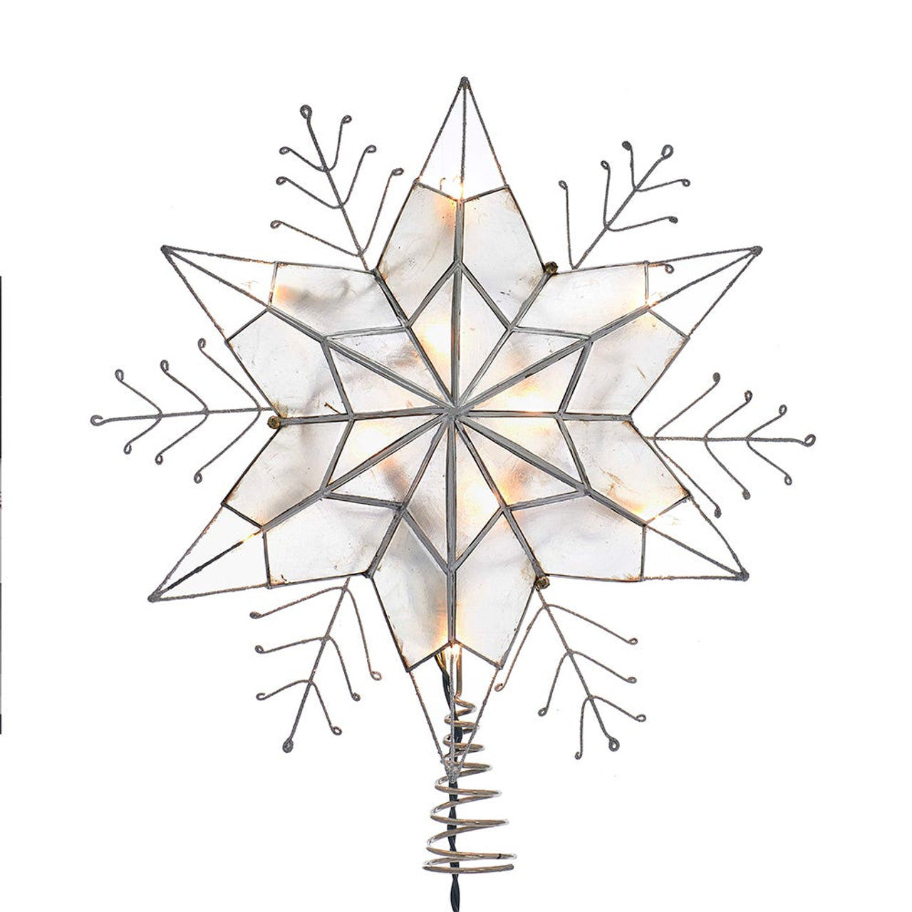 Kurt Adler Capiz Silver Snowflake Star Tree Topper