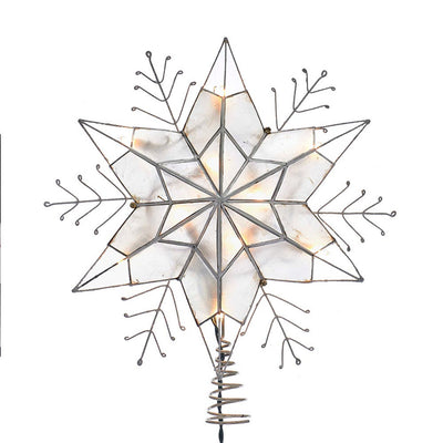 Kurt Adler Capiz Silver Snowflake Star Tree Topper