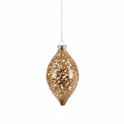 Clear with Gold Sequins Glass Ornament