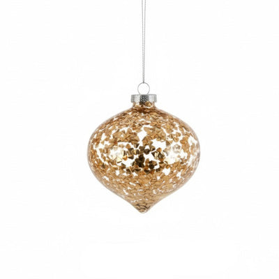 Clear with Gold Sequins Glass Ornament