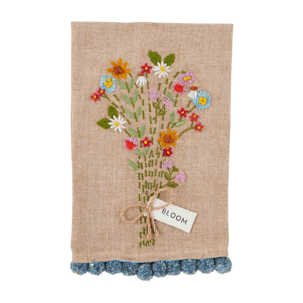 "Bloom" Floral Pom Pom Hand Towel