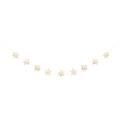 White Poinsettia Felt Garland