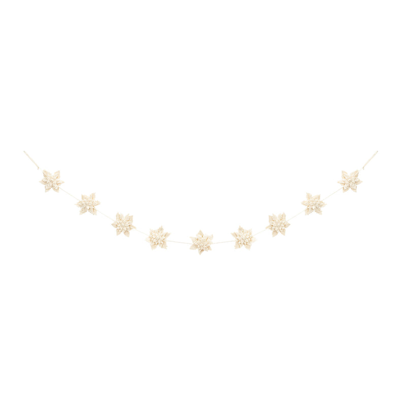 White Poinsettia Felt Garland
