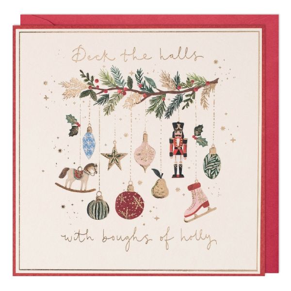 Deck the Halls Baubles Christmas Card