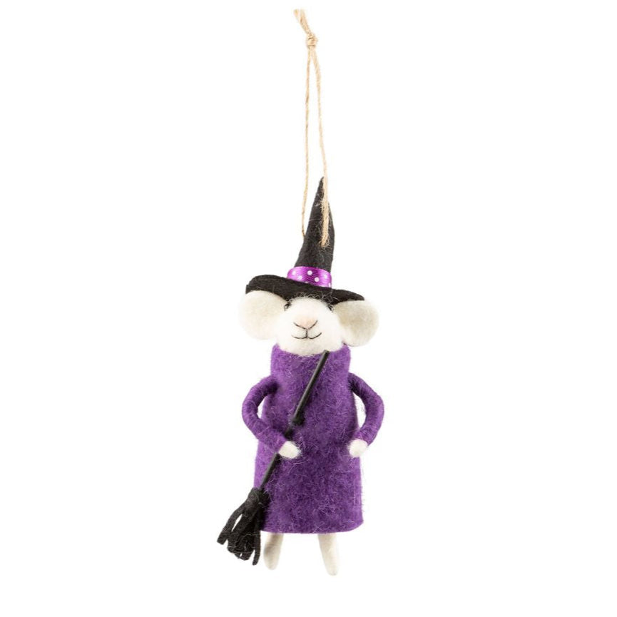 Witch in Purple Dress Felt Ornament