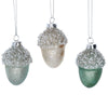 Sage Green Beaded Acorn Glass Ornament | Putti Christmas