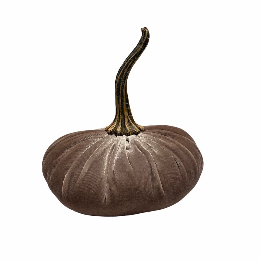 Large Velvet Pumpkin - Taupe | Putti Fine Furnishings Canada 