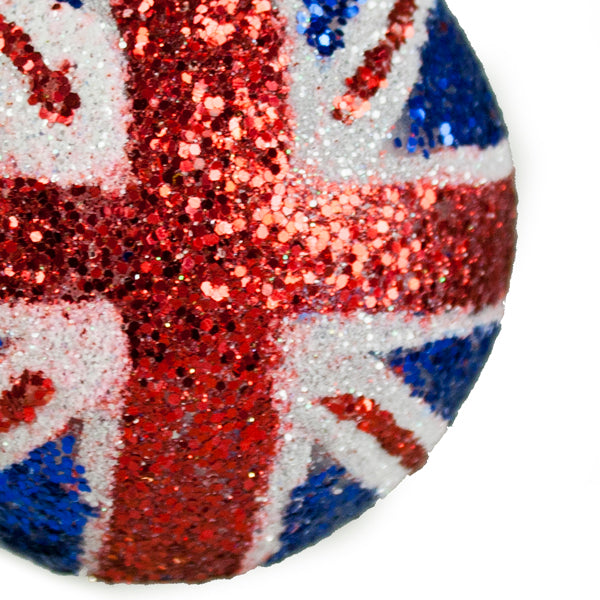 Glitter Union Jack Glass Ball Ornament