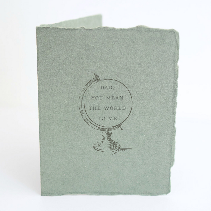 Handmade Paper "Dad you mean the world to me" Father's Day Card