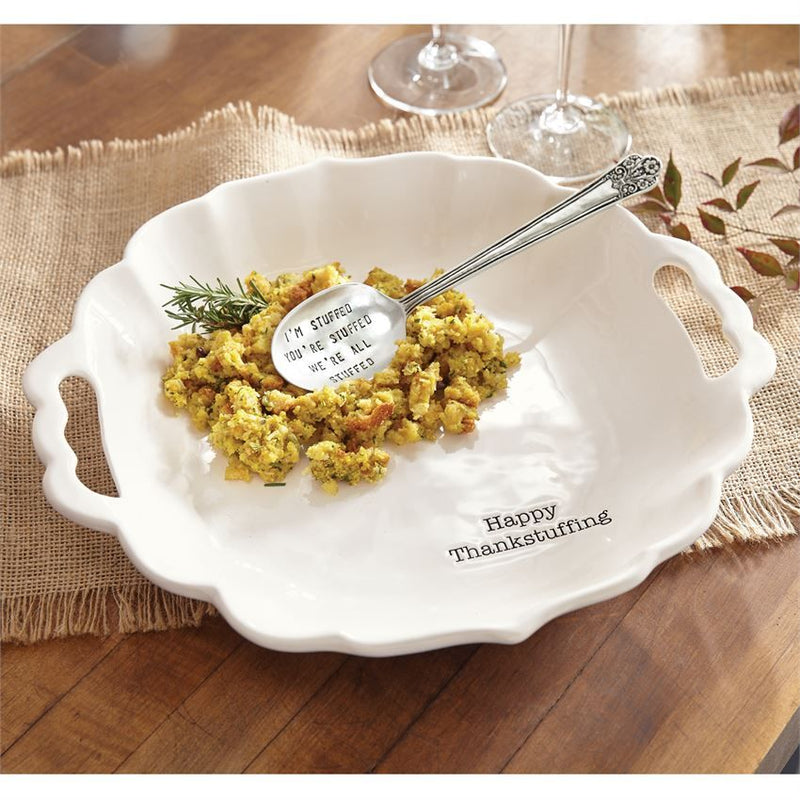 "Happy Thankstuffing" White Serving Set  | Putti Thanksgiving Celebrations 