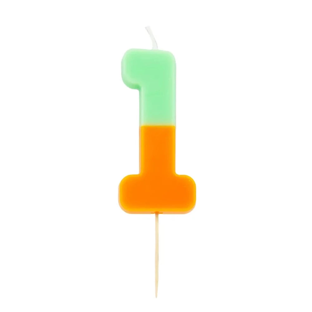 Multicolor Number Candle - One