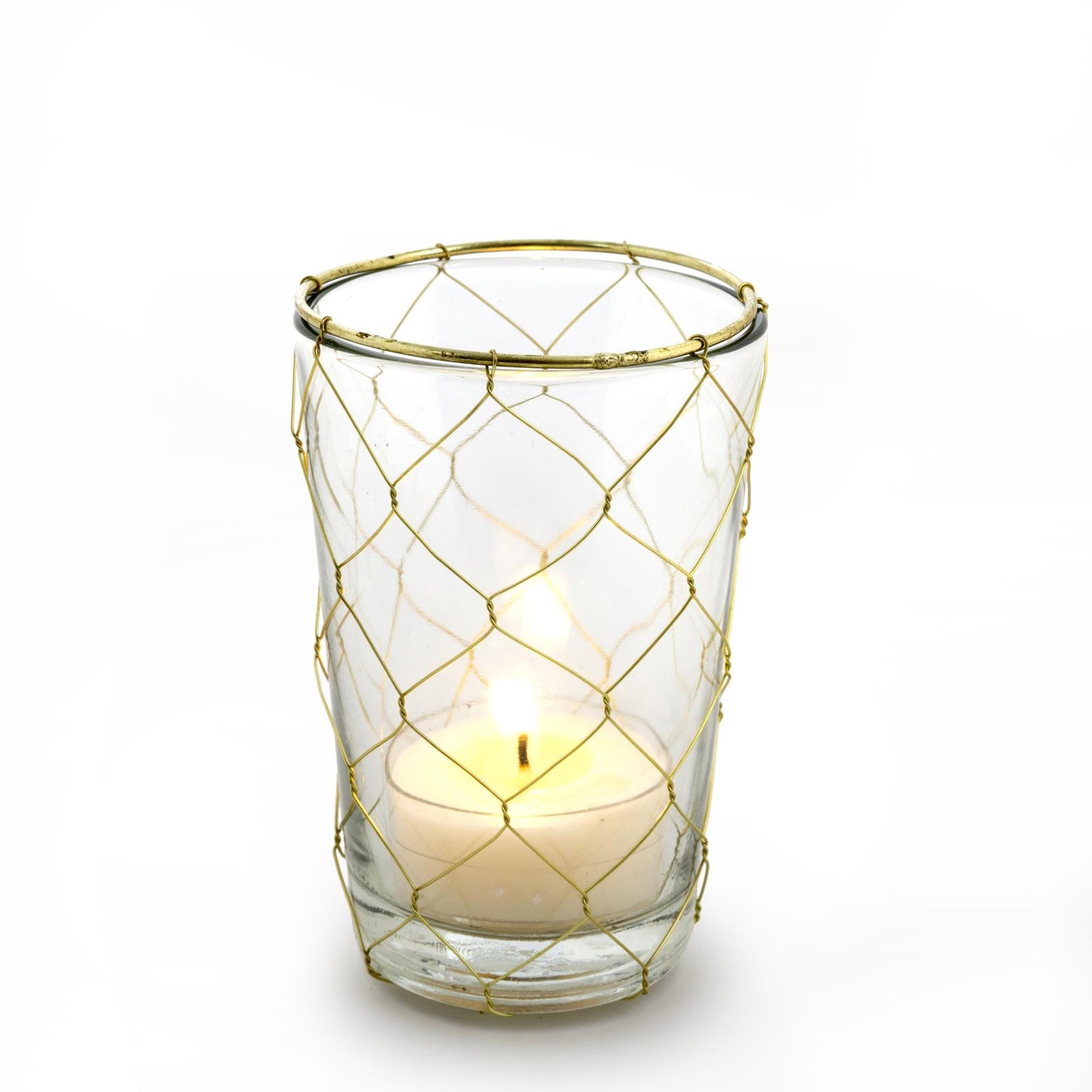 Gold Weave Votive Holder - Tall -  Candle Holders - Indaba Trading - Putti Fine Furnishings Toronto Canada