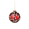 Matte Red with White Star Glass Ball Ornament