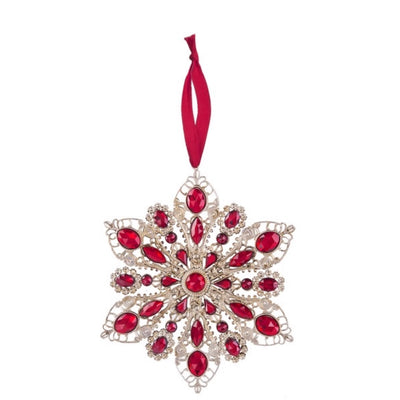 Red and Green Crystal Filigree Ornament