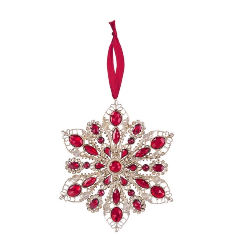 Red and Green Crystal Filigree Ornament | Putti Christmas 