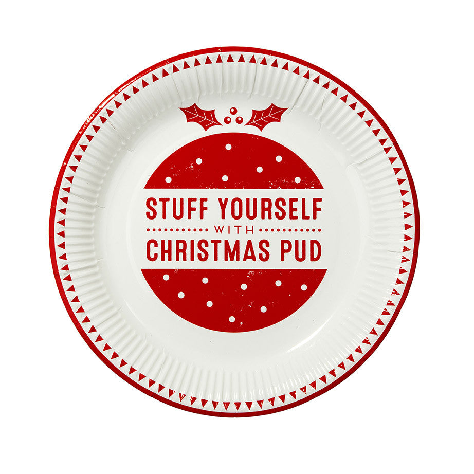  Red & White Christmas Paper Plate, TT-Talking Tables, Putti Fine Furnishings