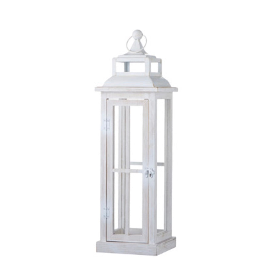 White Distressed Lantern | Putti Fine Furnishings 