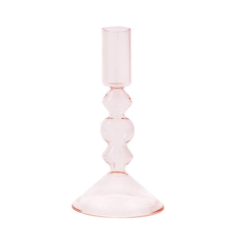 Blush Pink Glass Candleholder  - Small | Putti Fine Furnishings Canada 