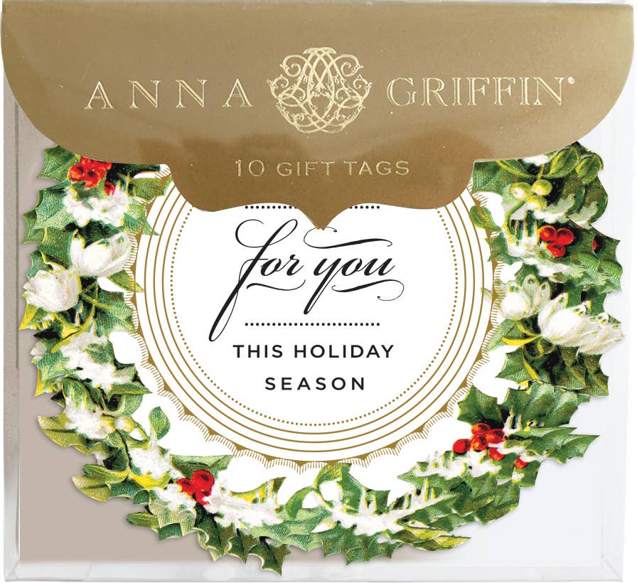 Anna Griffin Christmas/Holiday Gift Tags Just For You Wreath Large Tag