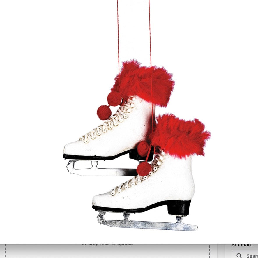 Pair of Red and White Skates Ornament