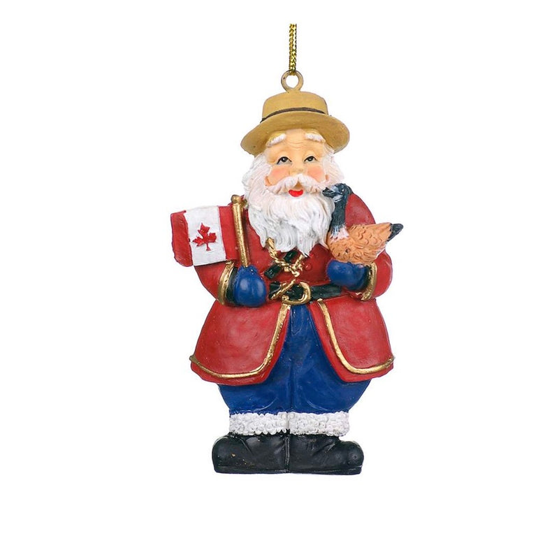 Santa with Canadian Flag Ornament | Putti Decorations Canada 