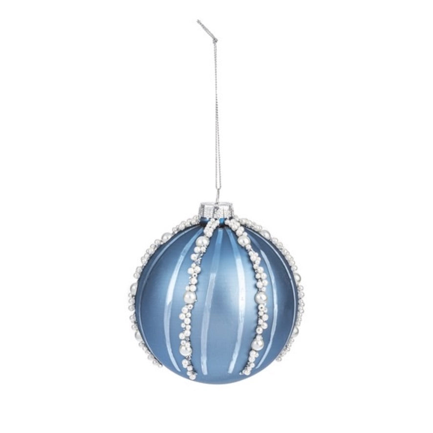 Coastal Glass Ball ornament - Blue | Putti Christmas Decorations 