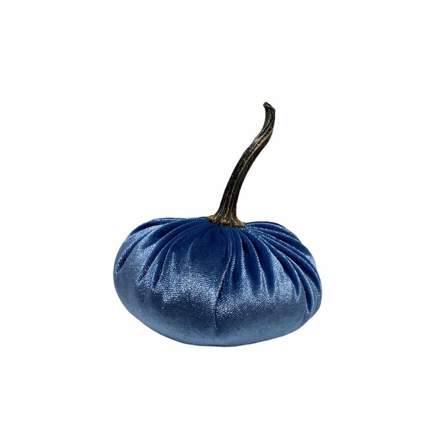 Small Velvet Pumpkin - Slate Blue | Putti Fine Furnishings Canada