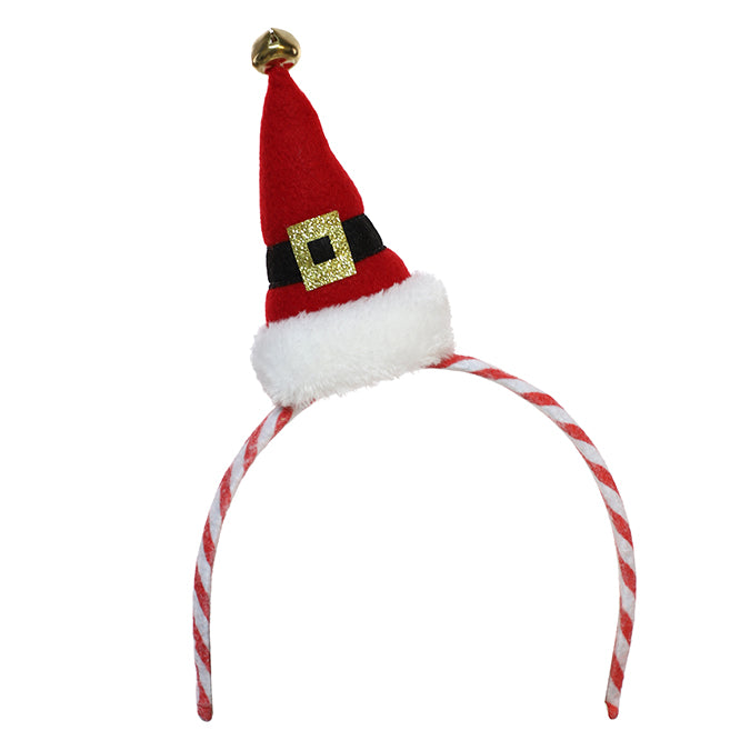 Santa Hat on Candy Stripe Headband  | Putti Christmas 