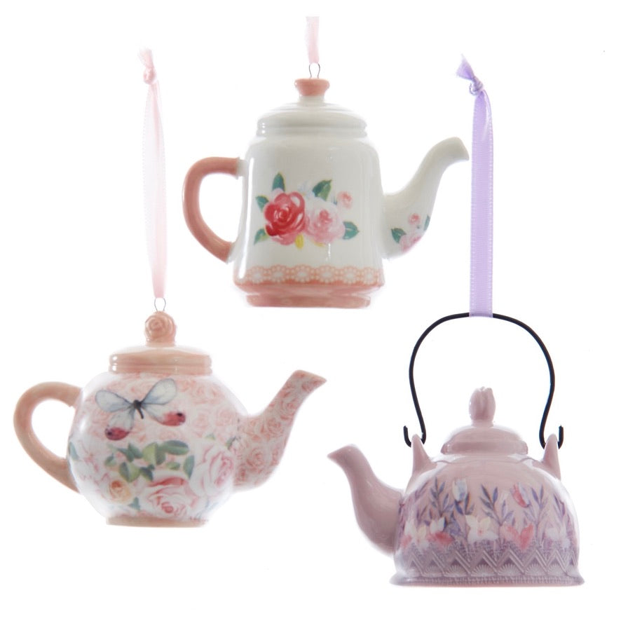 Kurt Adler Boho Ceramic Teapot Ornament