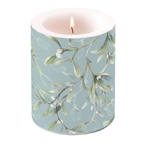 Mistletoe All Over Green Candle - Large