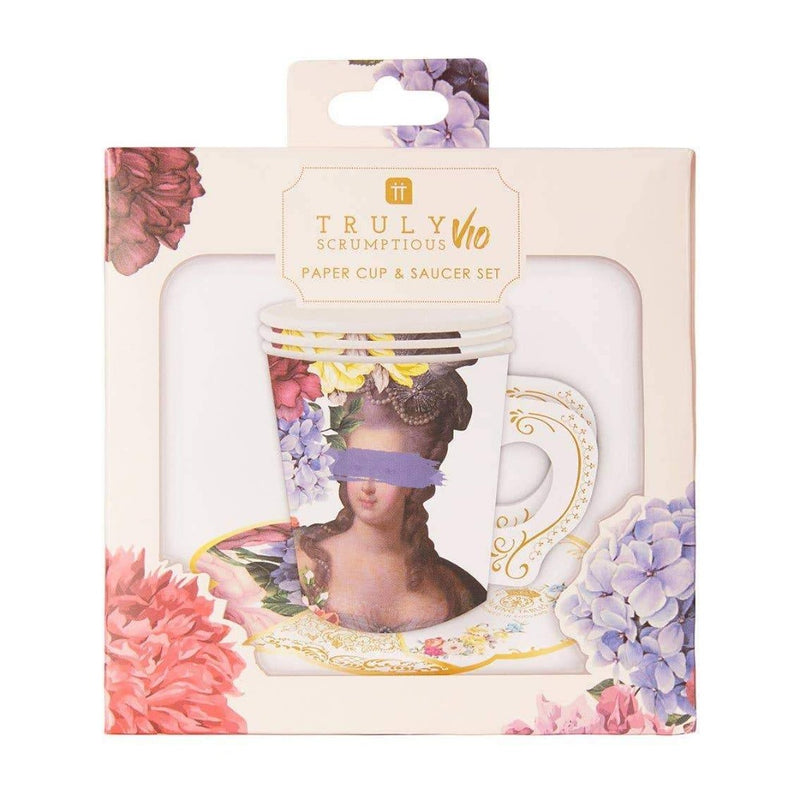 Floral Teacup & Saucer Set - 12 Pack