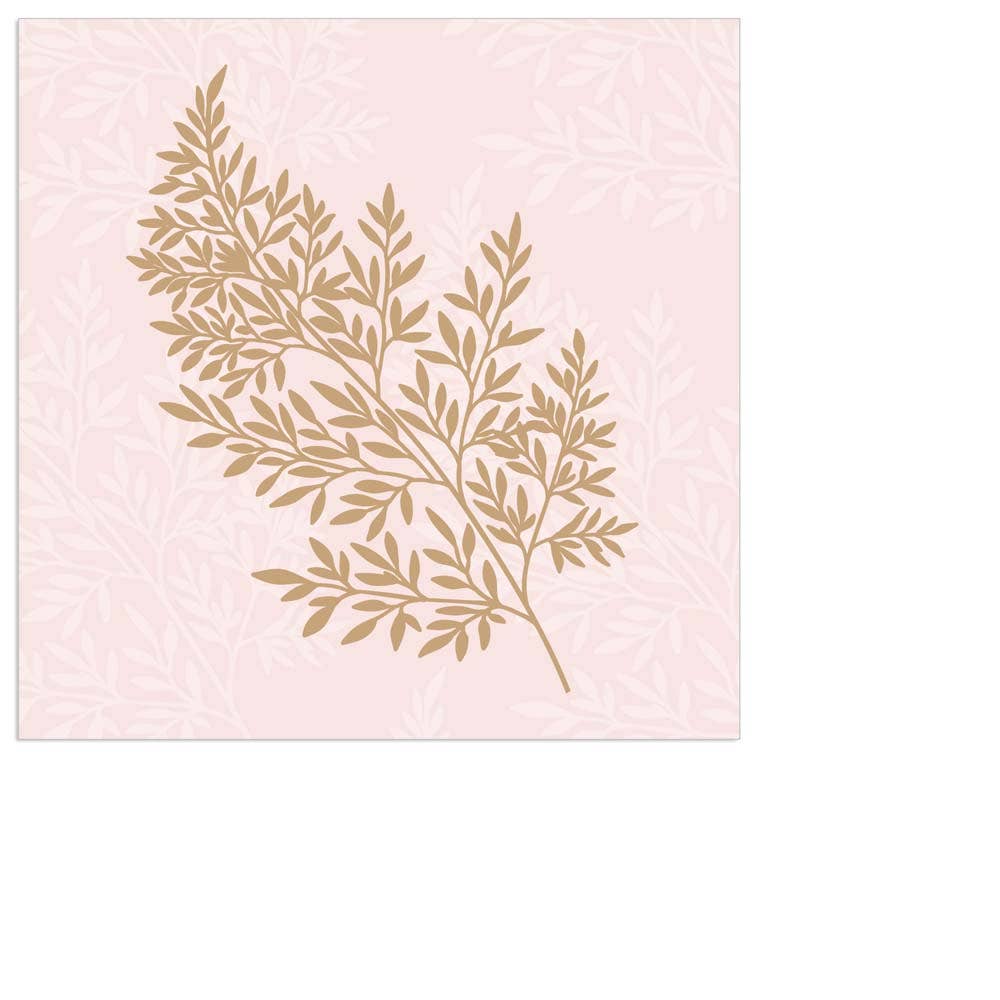 Gold Fern Pink Paper Napkin - Cocktail