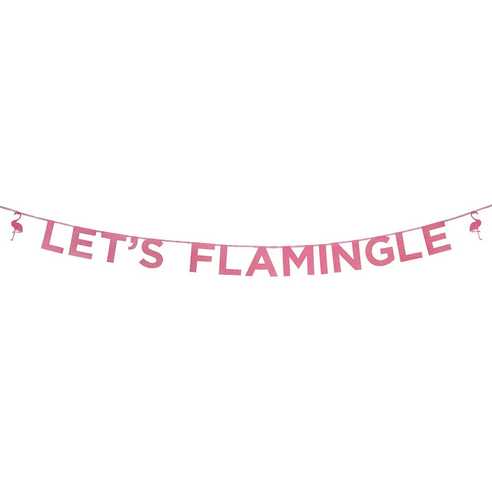  Say It With Glitter "Let's Flamingle" Hot Pink Banner, TT-Talking Tables, Putti Fine Furnishings