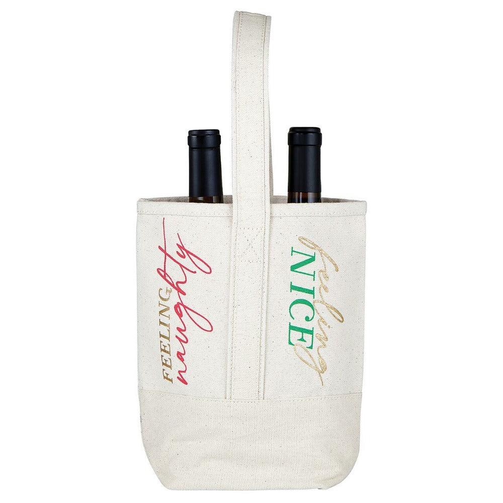 Double Bottle Wine Tote - Naughty Nice | Putti Fine Furnishings 