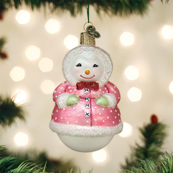 Old Word Christmas Jolly Snowlady Glass Ornament | Putti Canada