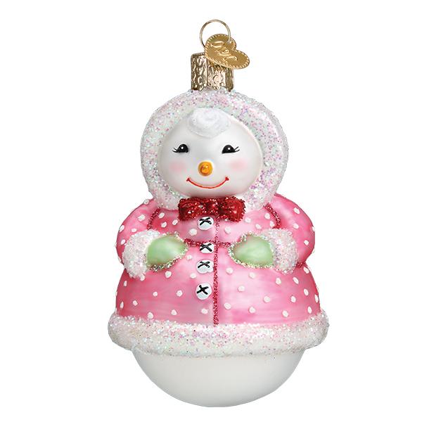 Old Word Christmas Jolly Snowlady Glass Ornament | Putti Canada